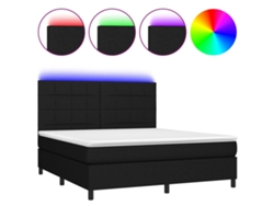 Maison Exclusive - Cama Box Spring Colchón Y Luces Led Tela Negro 160x200 Cm
