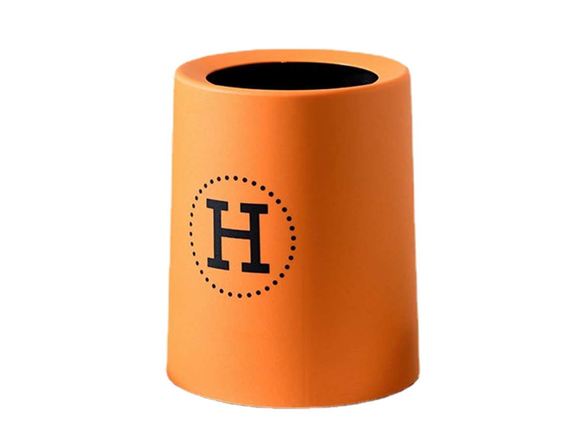 Jinwei - Papelera redonda miniatura de plástico de doble capa gruesa sin tapa para dormitorio y oficina, naranja, 9 L