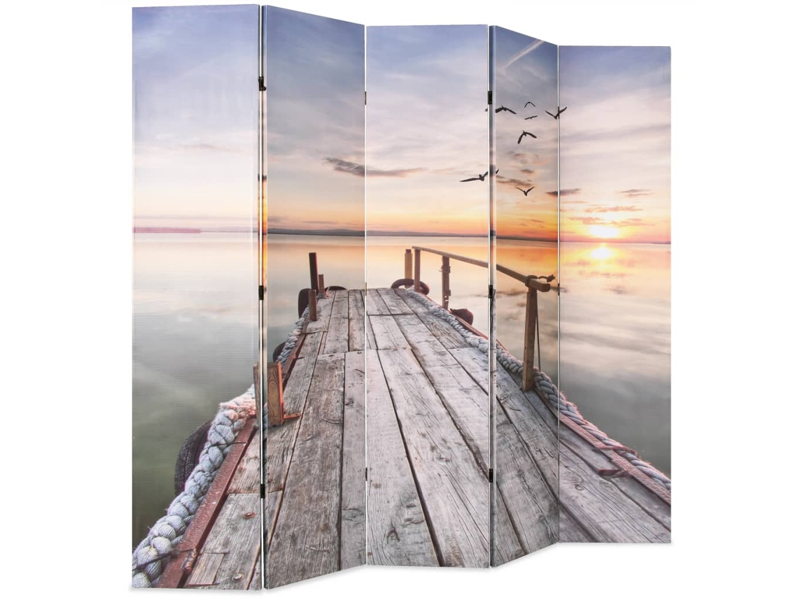 Biombo plegable | Separador de ambientes | Separador de espacios con estampado de lago 200x170 cm