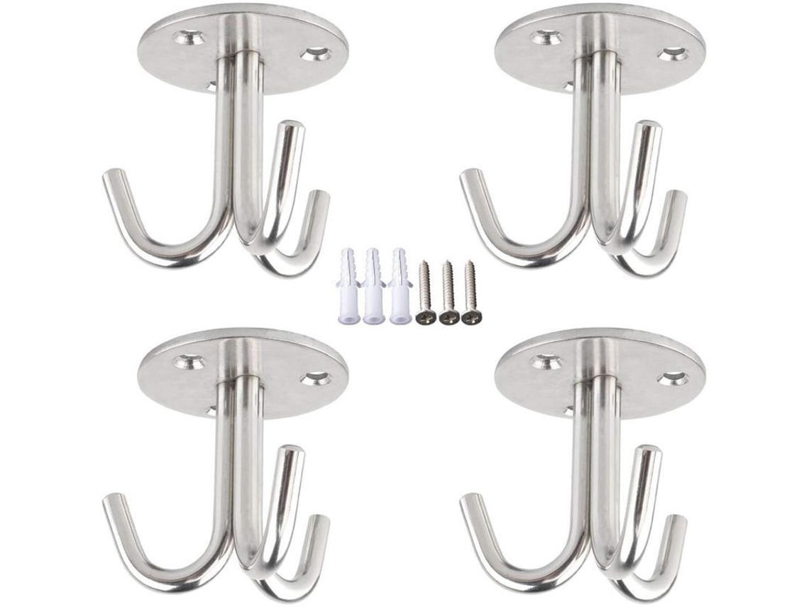 Ganchos De Techo De Acero Inoxidable (paquete De 4) Para Colgar Plantas, Mosquiteras Y Ropa.