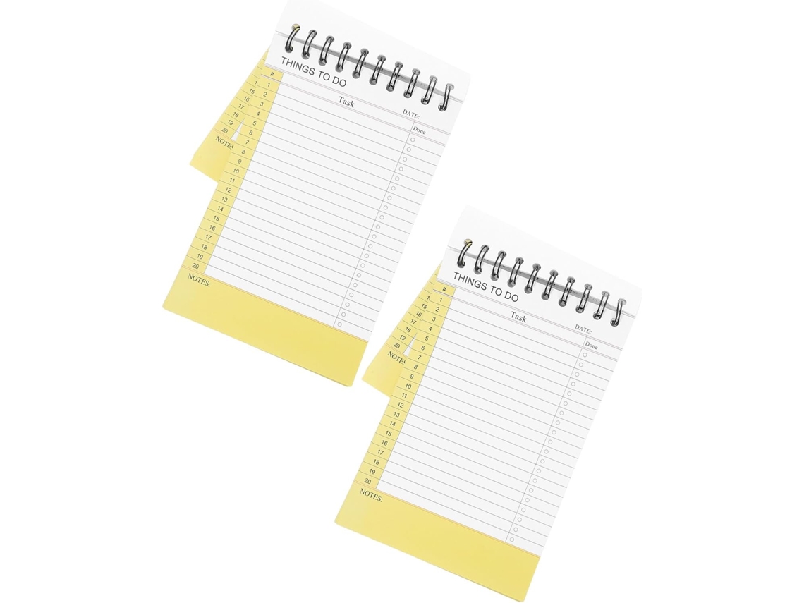 Juego De 2 Cuadernos Amarillos De Espiral De 21 X 14 Cm, Con Hojas Rayadas