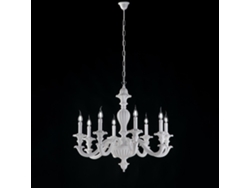 Leonardo - Lámpara De Araña Shabby De Madera Blanca 8 Luces 130 - Ø80 - Bl180-8-bco