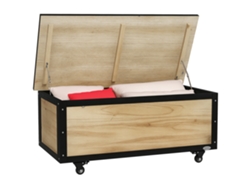 Caja de almacenamiento de madera para jardín de 121 litros con ruedas.