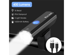 Luz De Bicicleta De Aluminio De 400 Lúmenes, Recargable Por Usb, Resistente Al Agua Ipx4, Lámpara De Seguridad Para Ciclismo.