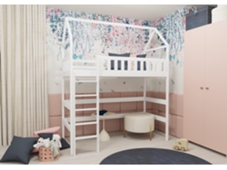 Cama Infantil FURNLUX Otylia (Blanco, Madera Maciza - 88X208X227 Cm / 80X200 Cm)