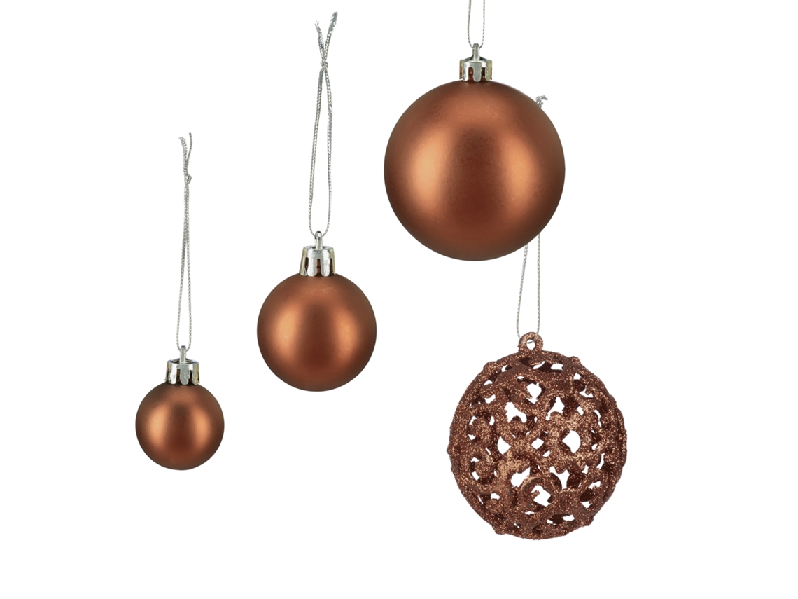 Relaxdays Set De 100 Bolas De Navidad Para Árbol, Decoración Mate/brillo/con Purpurina, Ø 3/4/6 Cm, Marrón