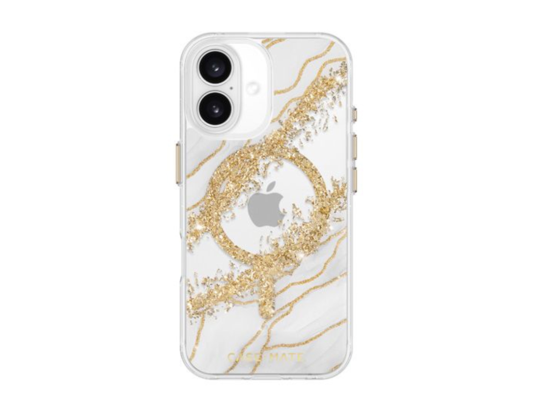 Funda Magsafe Antimicrobial Pattern Granite para iPhone 16 CASE MATE Plástico Dorado