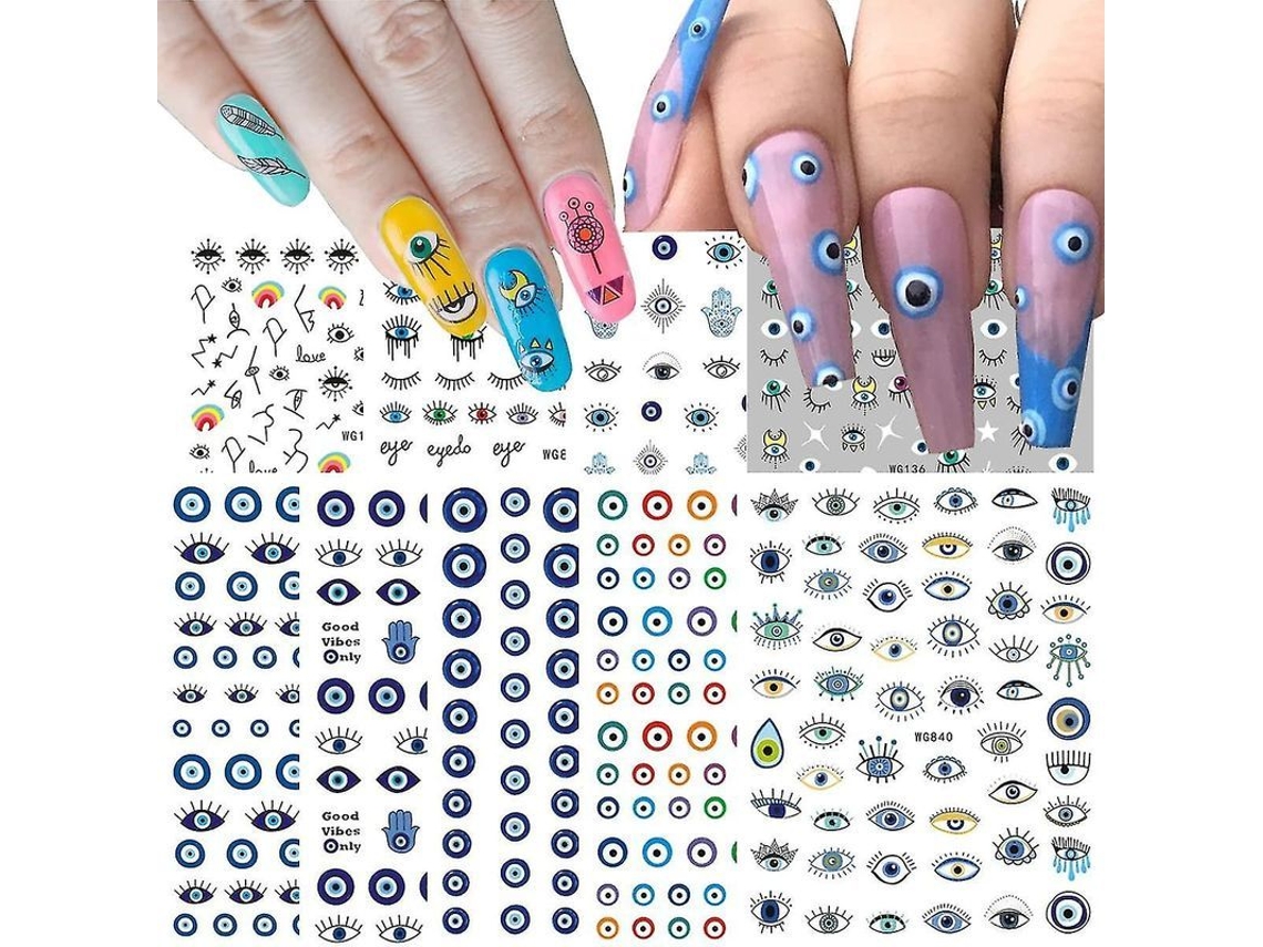 9 Pegatinas 3d De Ojo Turco Para Uñas, Calcomanías Autoadhesivas, Suministros Para Decoración De Uñas Diy.