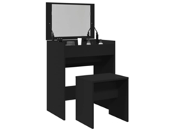 Tocador | Mesa De Vestidor Con Taburete Negro 60x40x113,5 Cm