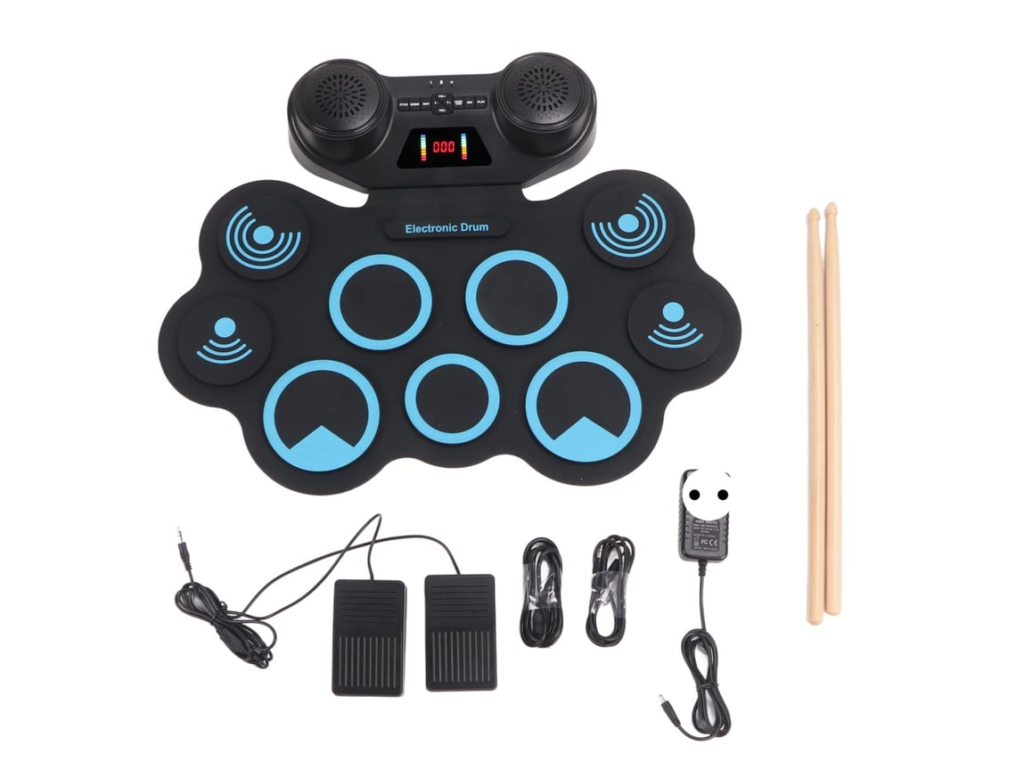 Batería Electrónica Con 9 Pads De Batería Y Dos Altavoces, Batería Enrollable Portátil Con Bluetooth Para Niños, Enchufe De La Ue De 100 A 240 V