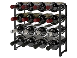Adega Wave Empilhável para 16 Garrafas, Metal, 42,5x16,5x41 Cm, Preta, ZENCORE SERVICES