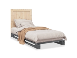 Maison Exclusive - Estructura De Cama Con Cabecero Madera De Pino Gris 90x200 Cm