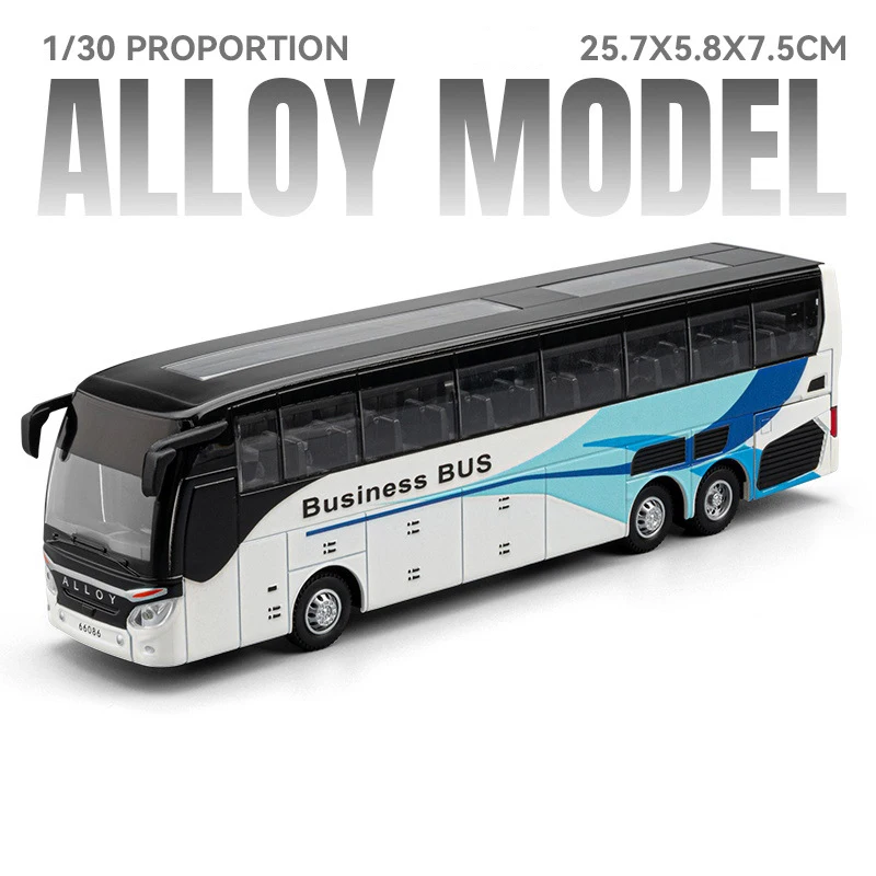 Autobús a escala 1:30 (blanco) - Metal fundido a presión - Música y luces - Puertas que se abren