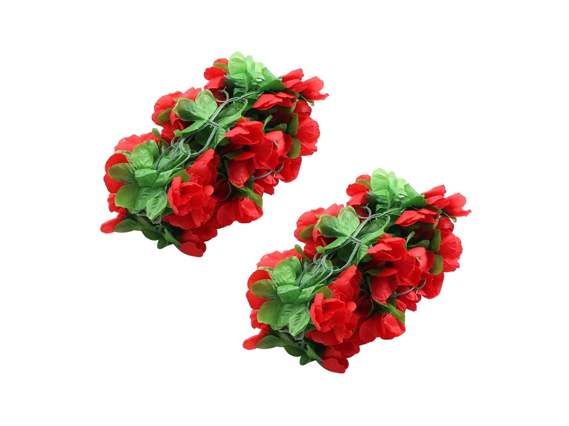 RNEMITERY 2pcs 2 Metros Flor Artificial de Rosa Roja Falsa en Forma de Enredadera para Decoración de Hogar, Boda y Fiesta (Rojo)