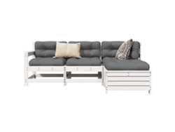 Conjunto de sofá de jardín de 2 piezas en madera maciza de pino, blanco, DKD Home Decor