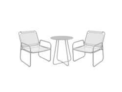 Conjunto De Bistró De 3 Piezas, Muebles De Balcón Con 1 Mesa + 2 Sillas, Grupo De Asientos, Para Terraza O Jardín, Gris Claro.