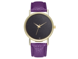 Reloj De Pulsera Analógico De Cuarzo Con Esfera Redonda A La Moda (morado)