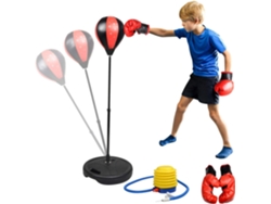 Conjunto de Boxe Abree Punching Ball com Luvas Bomba Infantil Juvenil Altura Ajustável 80 a 110 Cm