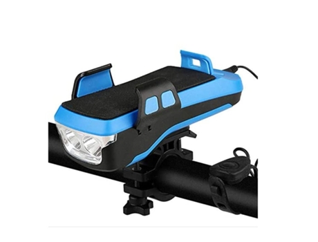 Juego de luces de bicicleta recargables por USB Soporte de bicicleta ajustable Manillar Luz de bicicleta con bocina Co-Blue ENZONS
