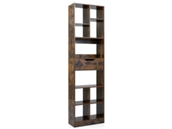 Librería de madera con 10 baldas, color marrón rústico, con cajón, 50 cm de ancho, 180 cm de profundidad, NORTHIX