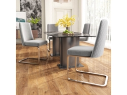 Juego de 4 sillas Cantilever en terciopelo, respaldo con diseño de rombos, base de metal gris plateado, estilo