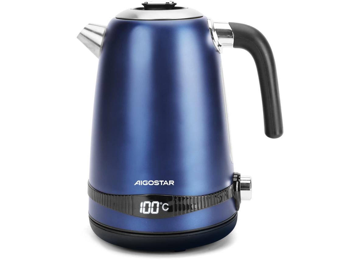 Hervidor eléctrico Aigostar Lori con regulador, 40 °C a 100 °C, hervidor eléctrico de acero inoxidable de 1,7 L, 2200 W, mantiene el calor durante 2 h, sin BPA