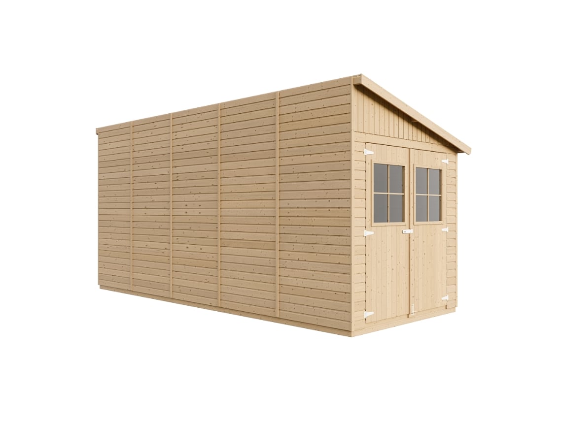 Caseta de Jardín de Madera TIMBELA M341A con Ventanas (10 M² - 244 x 514 x 218 cm)