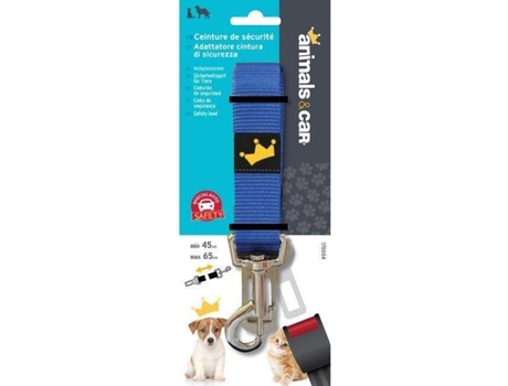 Cinturón de Seguridad para Perros y Gatos ANIMAIS & CARRO (Azul - 45-60cm - Poliéster - M - Porte Medio)