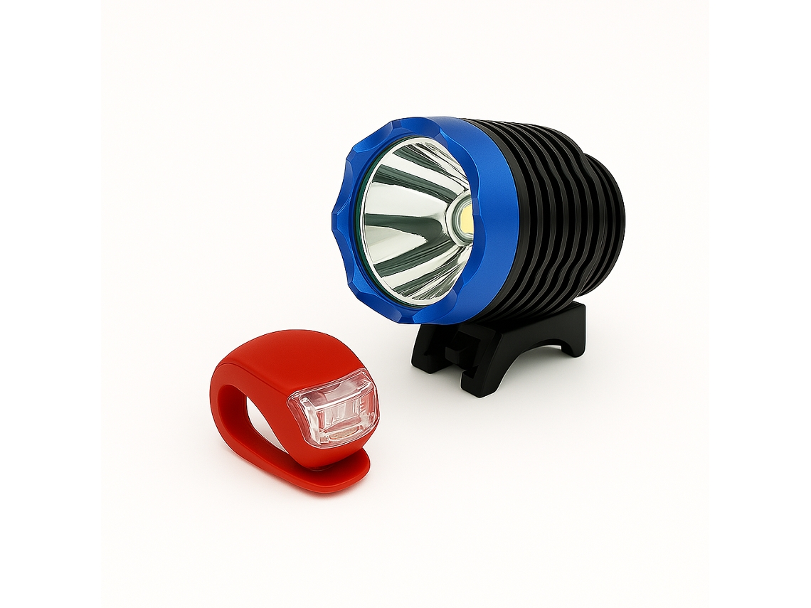 Linterna LED delantera y trasera azul Sanda SD 6302B para bicicleta