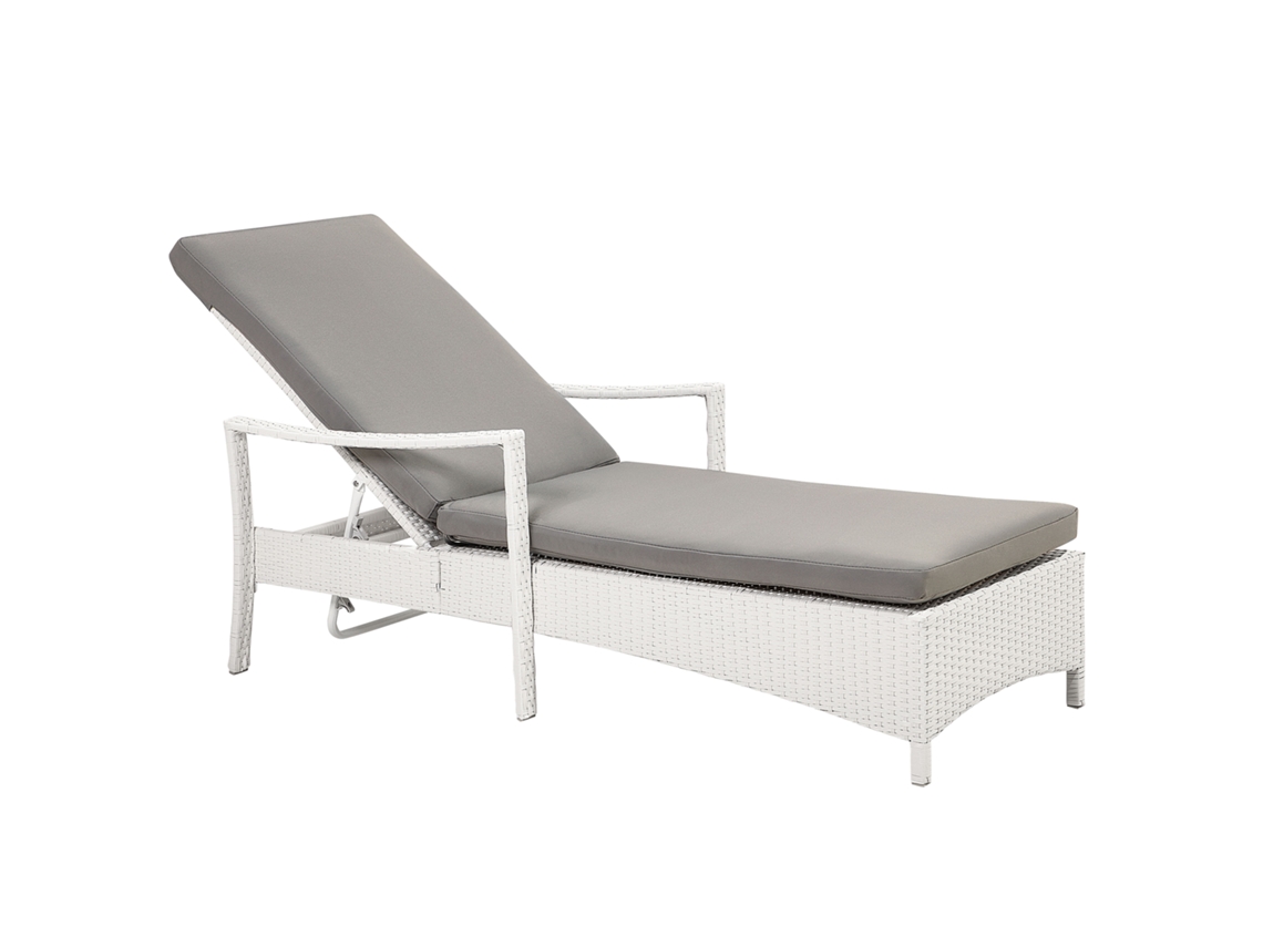 Elegante tumbona en ratán blanco BELIANI Vasto de Ratán sintético Blanco 63x158x96