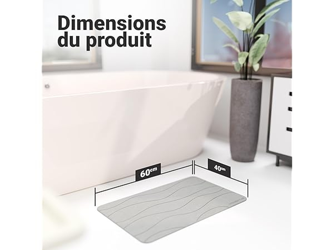 Alfombrilla De Baño De Tierra De Diatomeas, 60 X 40 Cm, Textura Similar A La Piedra, Absorbente Y Antideslizante, De Secado Rápido, Apta Par