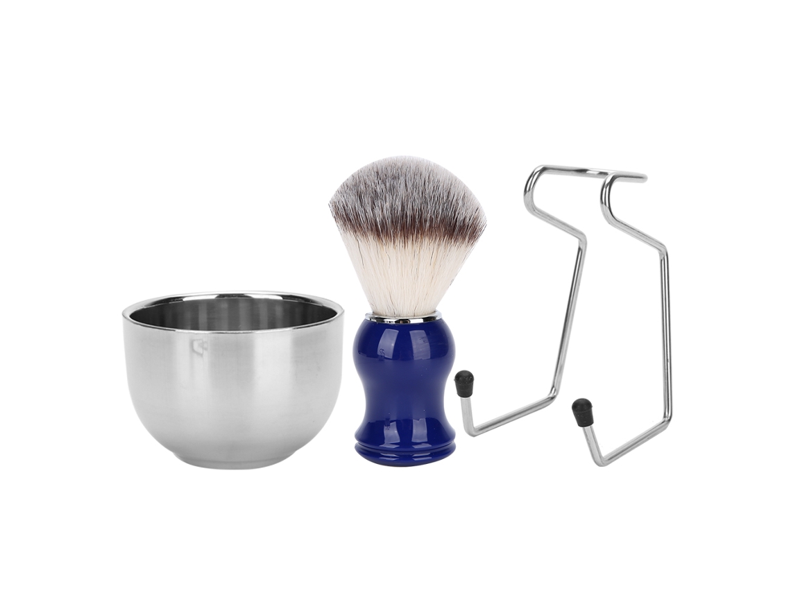 Kit De Afeitado De Barba 3 Piezas: Cepillo, Taza Y Soporte De Acero Inoxidable
