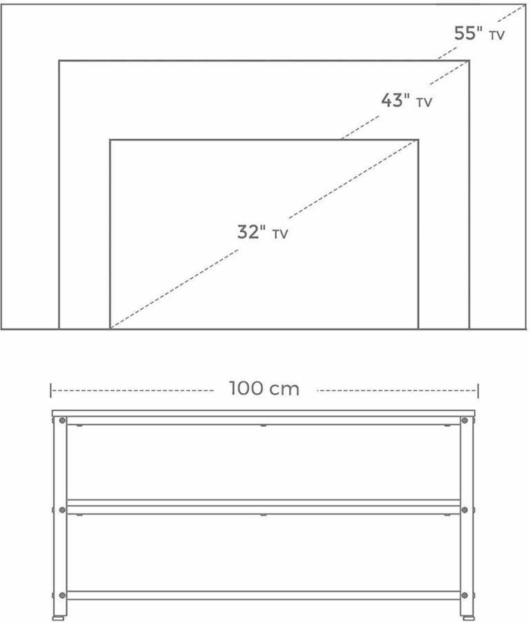 Vasagle Gabinete Industrial para tv de hasta 43 pulgadas soporte consola mesa centro pequeña marco metal mueble art planet 100x40x52cm compuesto