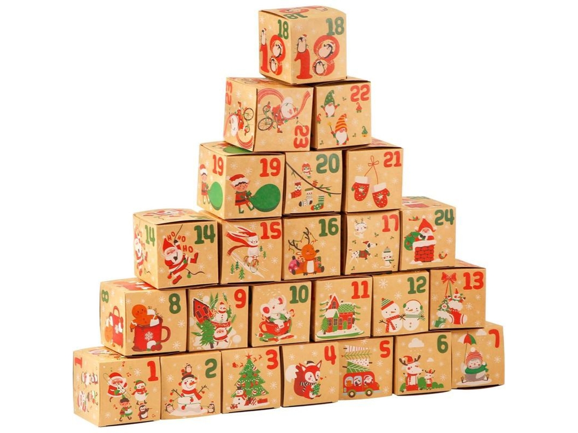 Calendario De Adviento Navideño Con 24 Cajas, Regalos Para Niños Y Adornos Familiares.