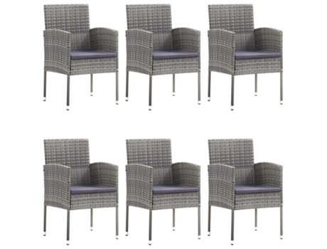 Conjunto 7 de comedor para jardín de VIDAXL gris