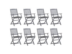 Sillas plegables de exterior DKD Home Decor de 8 piezas con cojines de acacia maciza