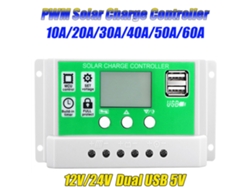 Controlador De Carga Solar Pwm Automático De 50 A, 12 V/24 V, Con Pantalla Lcd Y Doble Salida Usb De 5 V.