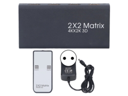 Conmutador Hdmi 2x2 4kx2k 3d 1080p Splitter Con Control Remoto Ir Y Enchufe Eu