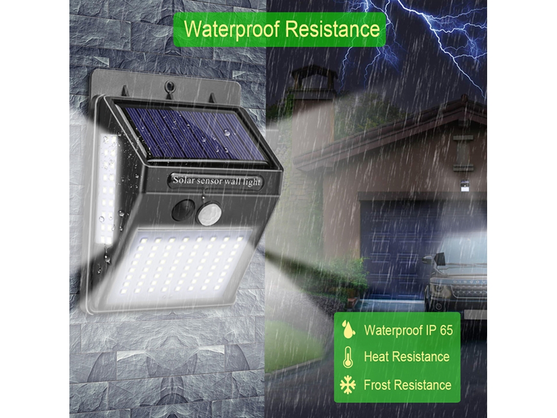 Lámpara solar LED 2026 con sensor de movimiento PIR, 100 LED, resistente al agua IP65, para jardín, patio y camino.