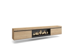 Mueble de TV | Amplio espacio de almacenamiento | 267 x 45 x 35 cm | TV de gran formato | Chimenea eléctrica XXL | Colgante | Roble Duérmete Online