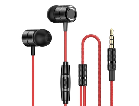 Auriculares Auriculares de música con control por cable de micrófono para juegos Negro Rojo