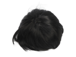 Peluca De Reemplazo Para Hombres Con Flequillo Corto Recto Negro Sin Necesidad De Recortar Secundario