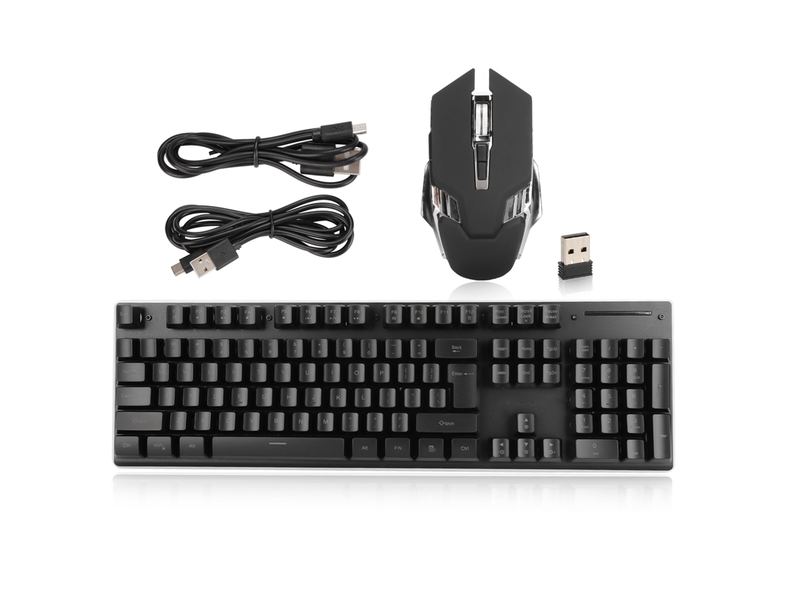Combo Inalámbrico De Teclado Y Ratón Con Retroiluminación Led Rgb, Recargable, Batería De 2000 Mah, 3200 Dpi Para Juegos De Pc.