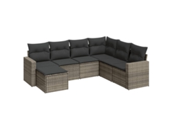 Maison Exclusive - Set De Sofás De Jardín 7 Piezas Con Cojines Ratán Pe Gris