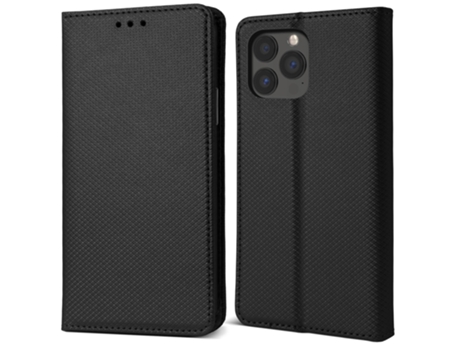 Funda Flip MOOZY para iPhone 13 Pro Max en negro - Funda tipo cartera magnética inteligente con soporte y compartimentos para tarjetas.