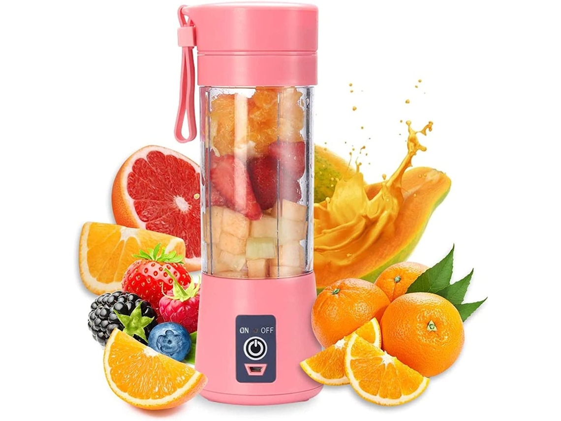 Licuadora portátil, vaso para jugo, potente exprimidor de frutas portátil, recargable por USB Mdug (rosa)