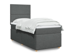 Cama Box Spring Con Colchón Tela Gris Oscuro 90x190 Cm