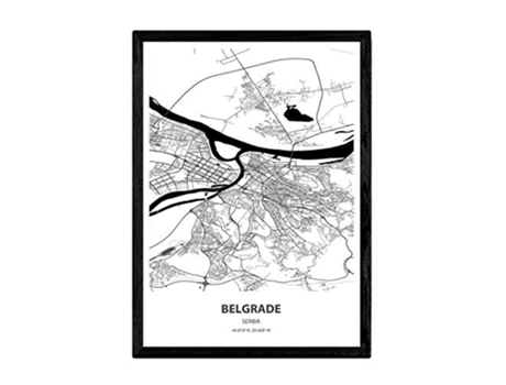 Poster NACNIC Mapa de Belgrade Serbia (A3)