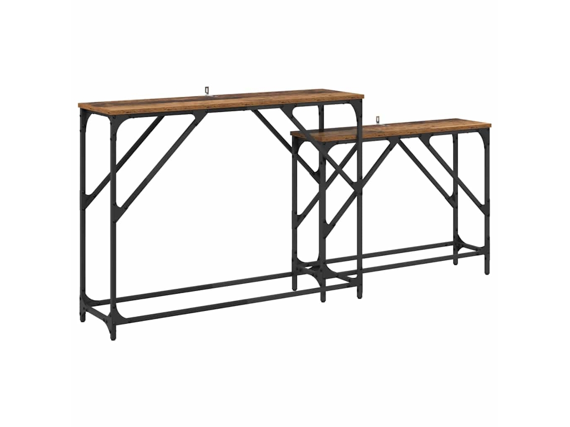 Maison Exclusive - Mesa Consola 2 Pcs Madera Envejecida 100 X 28 X 75 Cm