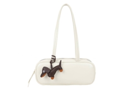 Bolso de hombro baguette para mujer con colgante de perro Gallantry blanco